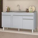 Ver imagem 2 de Balcão de Cozinha com Pia Inox 150cm Dakota Cinza Claro - Lumil