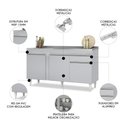 Ver imagem 3 de Balcão de Cozinha com Pia Inox 150cm Dakota Cinza Claro - Lumil