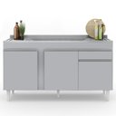 Ver imagem 5 de Balcão de Cozinha com Pia Inox 150cm Dakota Cinza Claro - Lumil