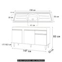 Ver imagem 4 de Balcão de Cozinha com Pia Inox 150cm Dakota Cinza Claro - Lumil