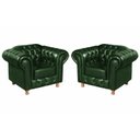 Ver imagem 2 de Kit Luis XV Chesterfiels Sofa 3 Lugares + 2 Poltronas Decoração Sala Recepção Barbearia - Couríssimo
