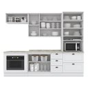 Ver imagem 2 de Cozinha Completa Americana 5 Peças com Balcão Forno de Embutir Branco e Tampo Calcare - Móveis Henn
