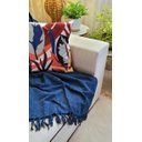 Ver imagem 5 de Manta Xale sofá cama Azul Marinho 2,20x1,50m tear artesanal protetora decorativa