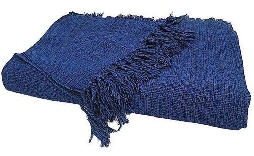 Manta Xale sofá cama Azul Marinho 2,20x1,50m tear artesanal protetora decorativa - 2