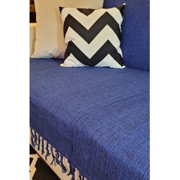 Manta Xale sofá cama Azul Marinho 2,20x1,50m tear artesanal protetora decorativa - 3
