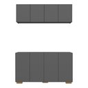 Ver imagem 5 de Kit Bar Armário Aéreo e Aparador 4 Portas Multimóveis Mp1087 Grafite/natural