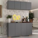 Ver imagem 2 de Kit Bar Armário Aéreo e Aparador 4 Portas Multimóveis Mp1087 Grafite/natural