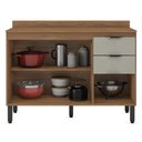 Ver imagem 3 de Balcão Cozinha Firenze com Tampo 120cm e 3 Portas 2 Gavetas Amendola/nude Prime Tx