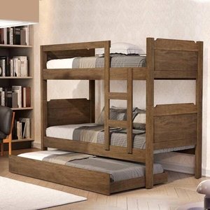 Beliche Star Solteiro Com Cama Auxiliar - LV Móveis:Castanho