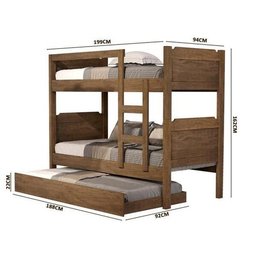 Beliche Star Solteiro Com Cama Auxiliar - LV Móveis:Castanho - 4