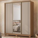 Ver imagem 2 de Guarda Roupa Casal 3 Portas de Correr com Espelho 195 Cm Dallas Carvalho Fendi Moval