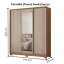 Ver imagem 3 de Guarda Roupa Casal 3 Portas de Correr com Espelho 195 Cm Dallas Carvalho Fendi Moval