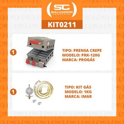 KIT - Prensa a Gás Crepes Suiço 12 Cavidades PRK-120G + Kit Gás - Progás - 2
