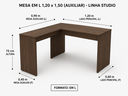 Ver imagem 5 de Mesa em L 1200 x 1500 mm Auxiliar - Linha Studio: Nogueira Lamina