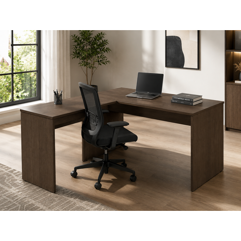 Mesa em L 1200 x 1500 mm Auxiliar - Linha Studio: Nogueira Lamina