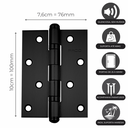 Ver imagem 5 de Dobradiça para Porta Pado 4" com Rolamento 4030 Embutir 60kg Preto Texturizado com 3 Peças