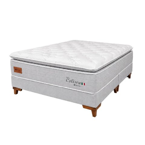 Cama Box King + Colchão Molas Ensacadas Topazio Coliseu 198x200x57cm