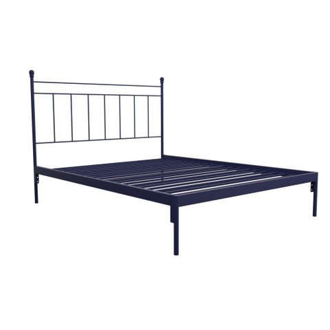 Cama de Ferro Romana Queen Size - Peseira Reta Icamas Azul Escuro