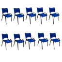Ver imagem 1 de Kit 10 Cadeira ISO Base Preto Igreja, Escola, Escritório, Recepção - Azul