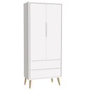 Ver imagem 1 de Guarda Roupa Infantil Theo 2 Portas Branco Fosco com Pés Madeira Natural - Reller Móveis