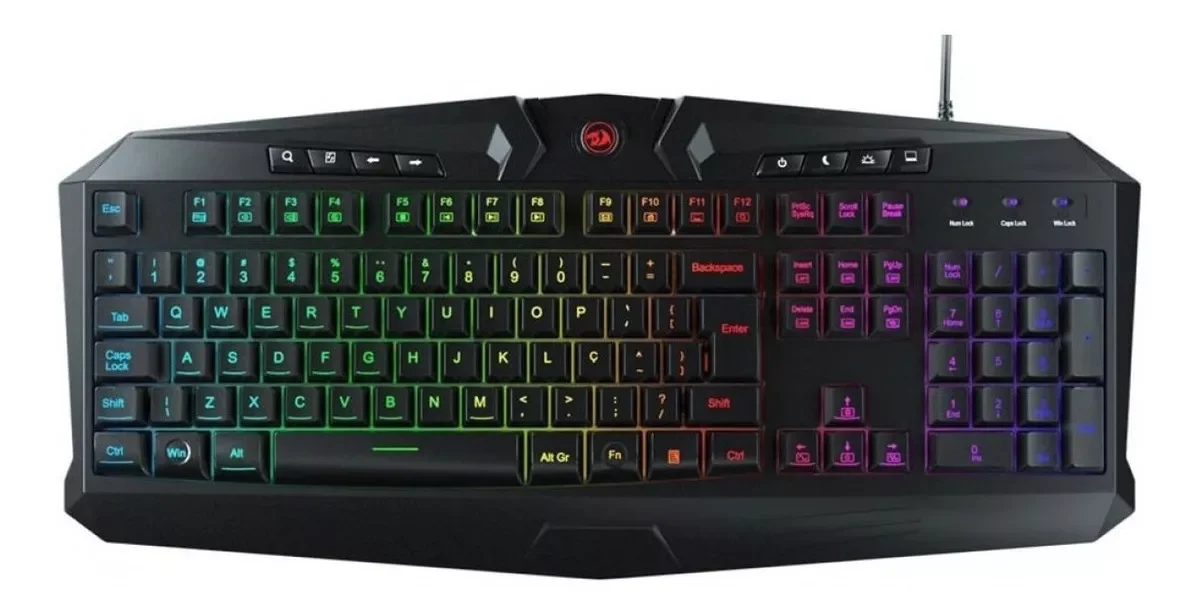 Ver imagem 1 de Teclado Gamer com Fio Qwerty Redragon Harpe K503 Rgb Cor Preto