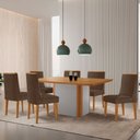 Ver imagem 1 de Mesa de Jantar Isadora 180cm Tampo Mdf Laminado com 6 Cadeiras Lisboa