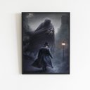 Ver imagem 2 de Quadro Decorativo Exú Capa Preta 24x18cm:madeira Preta