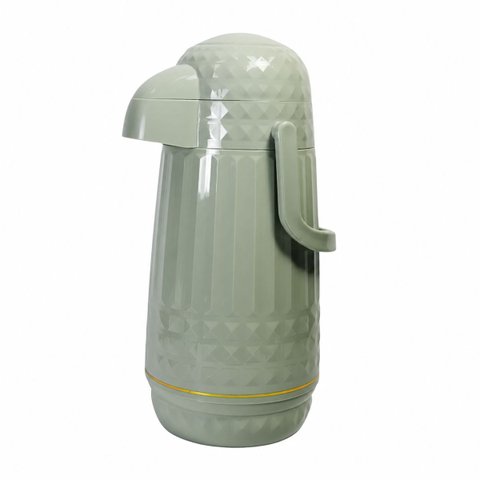 Garrafa Térmica Valentina 1L Verde Sage com Pressão e Detalhes Dourados