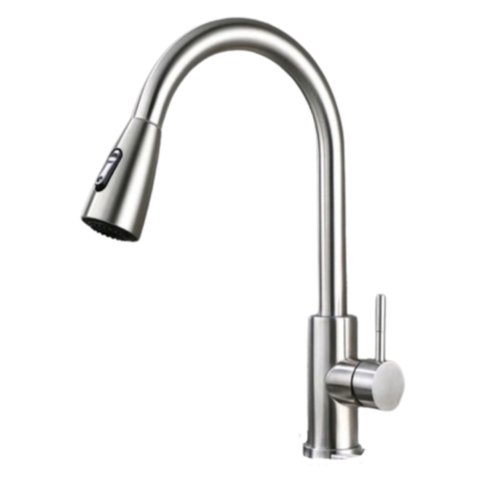 Torneira Cozinha Pull Down Inox Prata C/ Monocomando