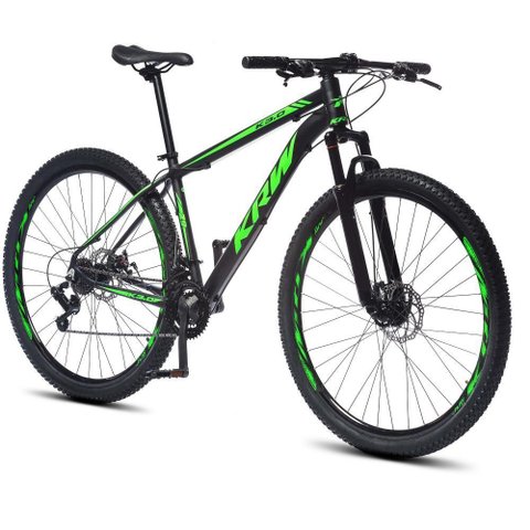 Bicicleta Aro 29 Krw Alumínio 24 Vel Freio a Disco X52 Cor:preto/verde Fosco;tamanho Quadro:15.5