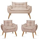 Ver imagem 1 de Kit Namoradeira Opala Sala Quarto 02 Poltrona Balaqui Decor Bege