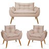 Kit Namoradeira Opala Sala Quarto 02 Poltrona Balaqui Decor Bege - 1