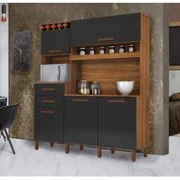 Armario de Cozinha Completo França 5 Portas:FREIJÓ/GRAFITE - 3 Armario de Cozinha Completo França 5 Portas:FREIJÓ/GRAFITE - 3