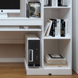 Mesa para Computador Escrivaninha com Armário Office 1 Gaveta 130cm Branca Fosco - 14