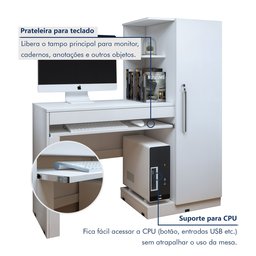 Mesa para Computador Escrivaninha com Armário Office - 7
