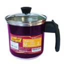 Ver imagem 2 de Caneca Leiteira Fervedor De Alumínio 12 cm com Tampa de Vidro:Vermelho