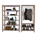 Ver imagem 1 de Arara Nova Reforçada e Estante Minimalista Organizadora Madeira Natural Básica