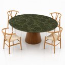 Ver imagem 3 de Mesa de Jantar Cone Oval 120x80 cm Tampo Mármore Vitória Régia Base Nogueira