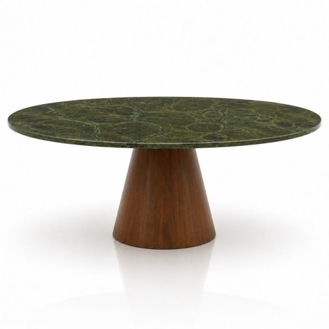 Mesa de Jantar Cone Oval 120x80 cm Tampo Mármore Vitória Régia Base Nogueira