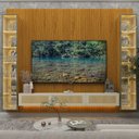 Ver imagem 7 de Estante Home para TV até 84 Polegadas Ripado com LED e Vidro Reflecta 100% MDF 250CMX310CM Supremo Native Marrom