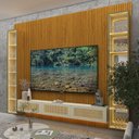 Ver mais imagens de Estante Home para TV até 84 Polegadas Ripado com LED e Vidro Reflecta 100% MDF 250CMX310CM Supremo Native Marrom