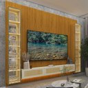 Ver imagem 1 de Estante Home para TV até 84 Polegadas Ripado com LED e Vidro Reflecta 100% MDF 250CMX310CM Supremo Native Marrom