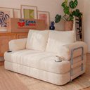 Ver imagem 1 de Sofá Cama Elo 1,88m Xpand Tech Tecido Velourê Bege Cama Inbox