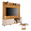 Ver imagem 1 de Estante Home Theater Trinus Cinamomo Off White com Mesa de Centro Sky com Tampo de Vidro Cinamomo -
