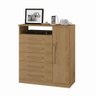 Cômoda Vicenza Gaveteiro Organizador Quarto 1 Porta 5 Gavetas Marrom Canelato Rústico - 1