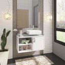 Ver imagem 1 de Gabinete para Banheiro Cuba Sobreposta em Base de Vidro Braga Mgm Móveis