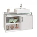 Ver imagem 3 de Gabinete para Banheiro Cuba Sobreposta em Base de Vidro Braga Mgm Móveis