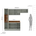 Ver imagem 6 de Cozinha Koya 4 Peças 236,8x214cm Armários Aéreos Paneleiro Balcão c/ Tampo Rodapé Verde 250048