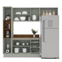 Ver imagem 4 de Cozinha Koya 4 Peças 236,8x214cm Armários Aéreos Paneleiro Balcão c/ Tampo Rodapé Verde 250048