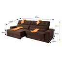 Ver imagem 3 de Sofá Retrátil Reclinável 250cm Albany Suede Velut com Molas Ensacadas - King House